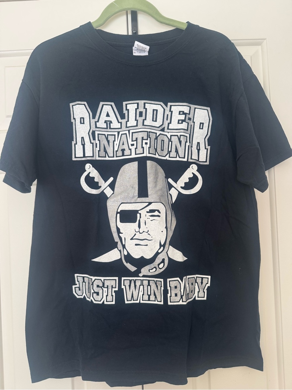 Raiders Nation 'Just Win Baby' Graphic T‑Shirt - Black “Large”